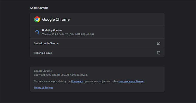 Updating Google Chrome