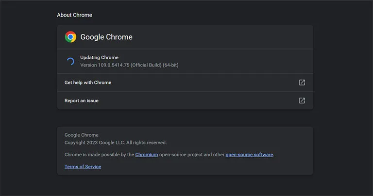 Updating Google Chrome Updating Google Chrome