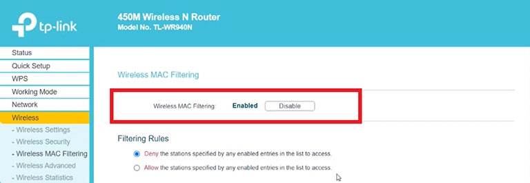 Check The Router For Mac Address Filtering Feature