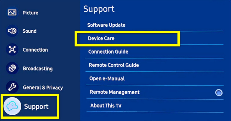 Navigate To Support And Then Select Device Care