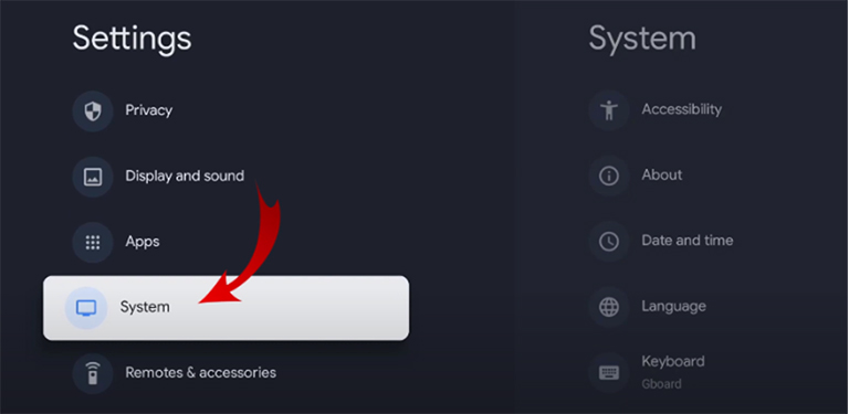 Select Settings Then System