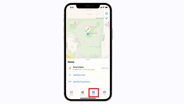 Items Tab In Find My App