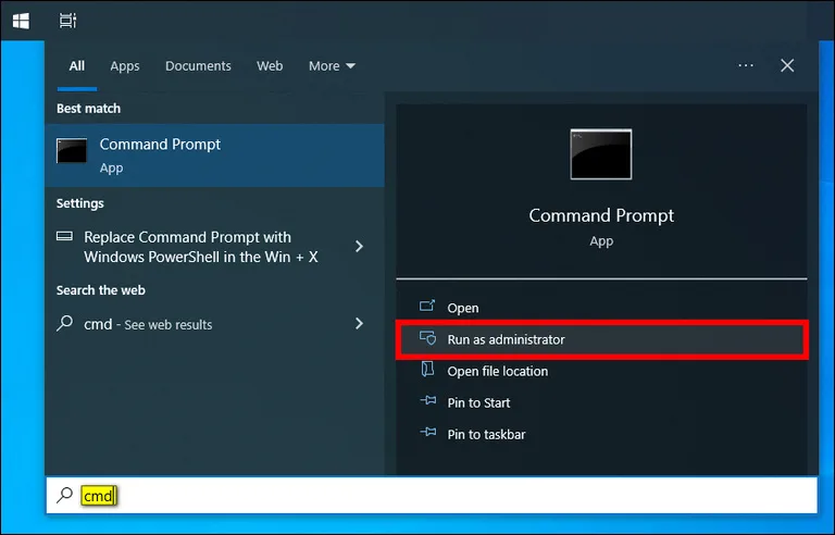 Run the Command Prompt App as Administrator