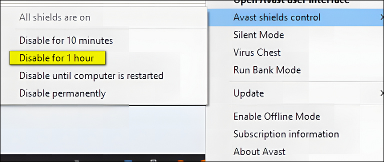 Temporarily Disable Your Antivirus