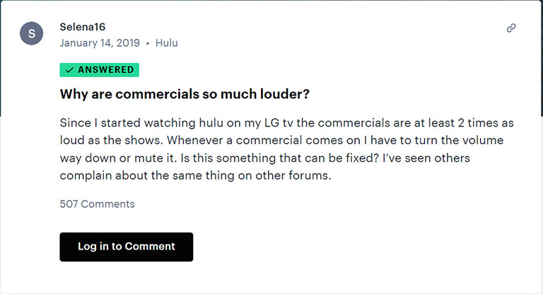 Comment On Why Hulu Commercials Are So Loud